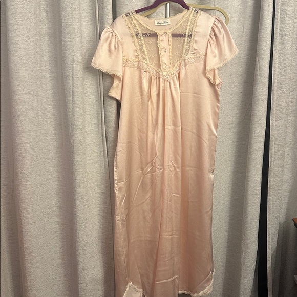 Dior Other - Vintage Christian Dior silk night gown lace ruffle bow feminine light pink large